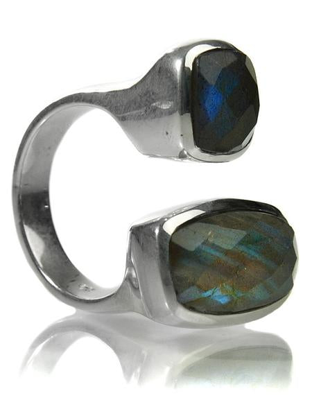 Two Stone Non-Connect Ring Labradorite