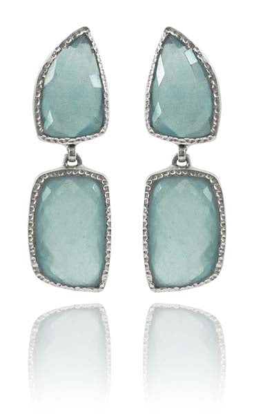Chunky Silver Elegante Earrings Aquamarine
