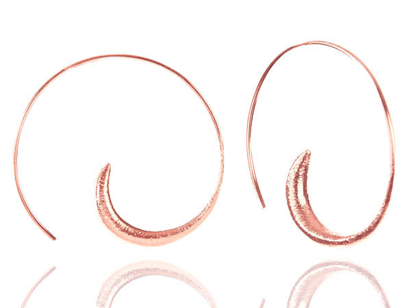 Brushed Rose Gold Plated Swirly Earrings