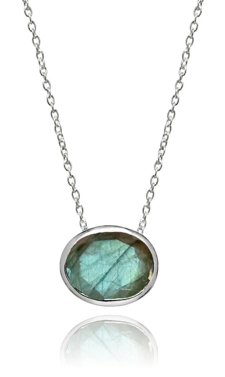 Floating Oval Pietra Necklace Green Amethyst