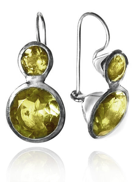 Large Jaipuri Two Stone Drop Earrings Citrine