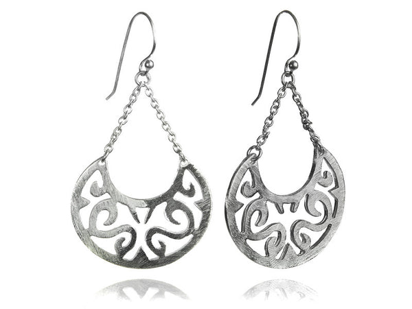 Brushed Arabesque Swing Earrings