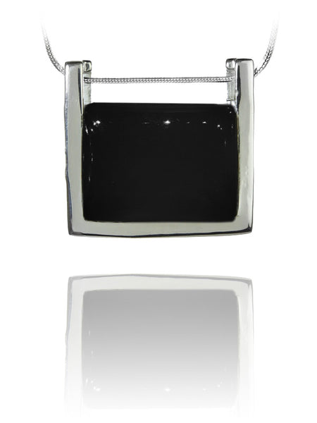 Rectangular Italian Stone Pendant Black Onyx