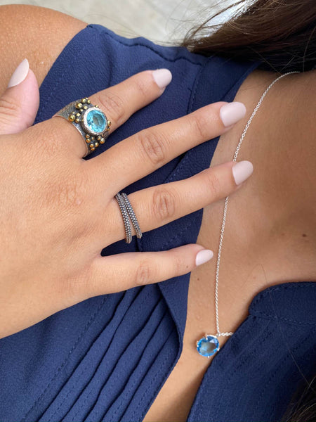 Haifa Garden Ring with Stone Labradorite