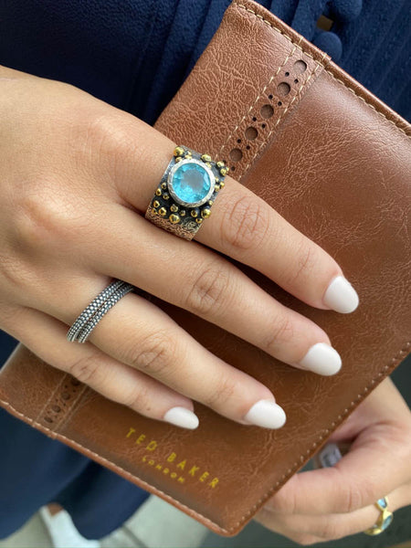 Haifa Garden Ring with Stone Lapis Lazuli