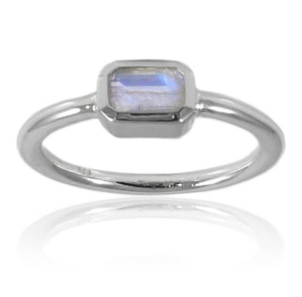 Iceland Rectangle Stacking Ring White Moonstone