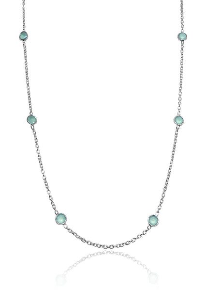 Tiny Kathak 7 Stone Necklace Aqua Chalcedony