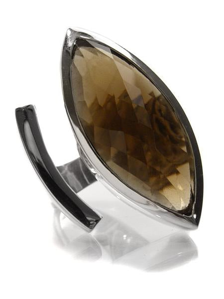 Large Cocktail Marquee Ring Smokey Quartz