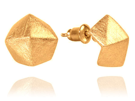 18k Gold Plated Brushed Mini Swirly with Ball Earrings