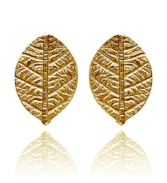 Gold Plated Leaf Stud Earrings