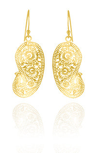 18K Gold Plated Small Matte Paisley Earrings
