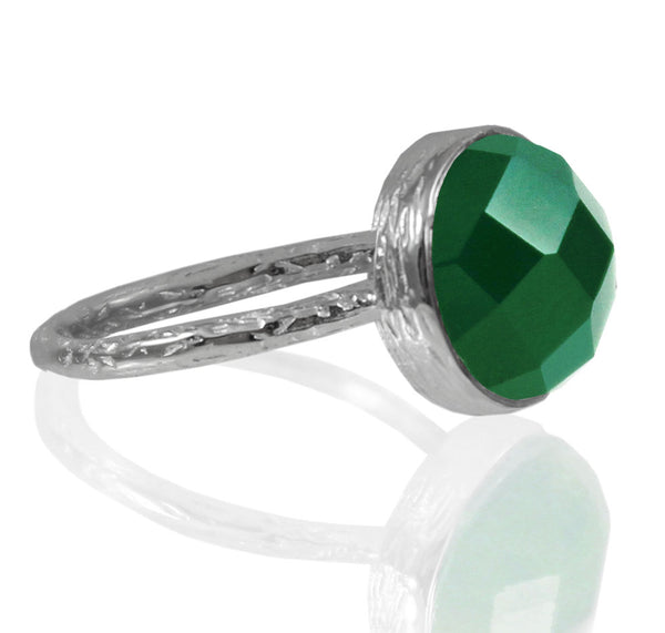 Capri Medium Stackable Circle Ring Green Onyx