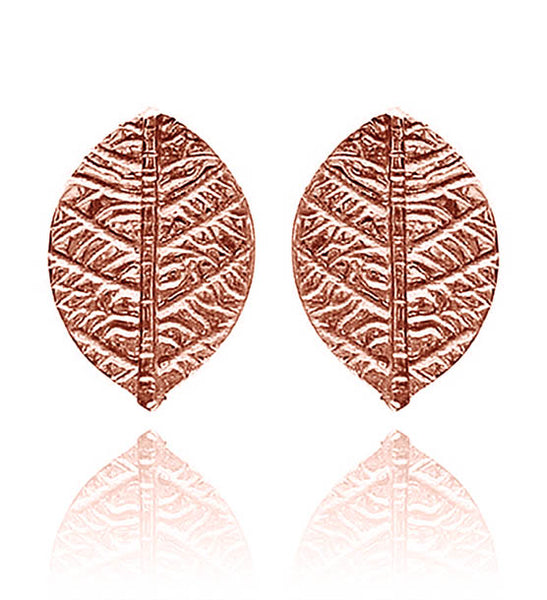 Rose Gold Plated Leaf Stud Earrings