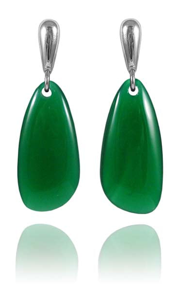 Smooth River Rock Earrings Green Onyx