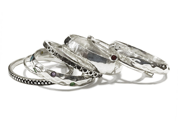 Lucky 7 Israeli Stacked Bands Mixed Stones