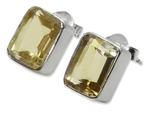 Small Square Gemstone Studs Citrine