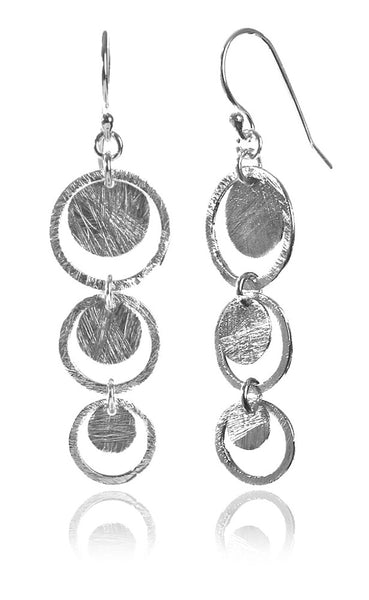 Brushed Three Circle Drop Earrings