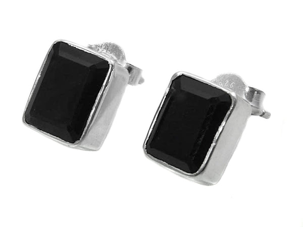 Small Square Gemstone Studs Black Onyx