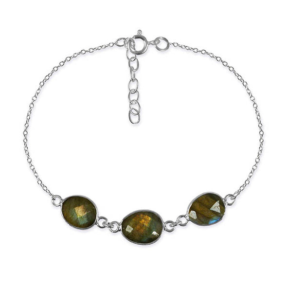 Three Stone River Rock Bracelet Labradorite