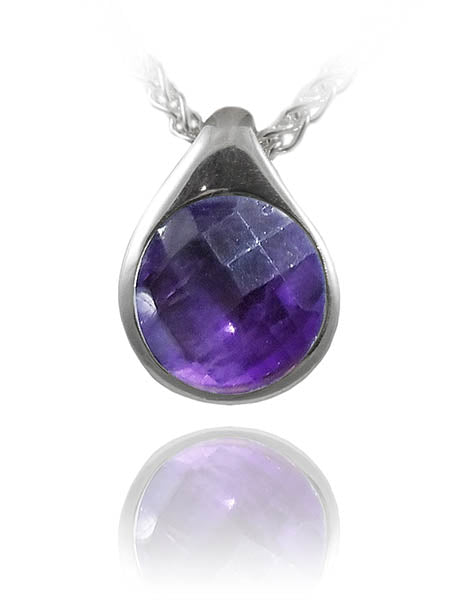 Modern Side Arabesque Cutout Stone Pendant Amethyst
