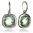 Framed Rounded Square Classic Earrings Green Amethyst