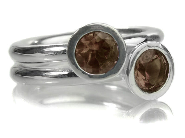 Two Stone Stacked Ring Smokey Quartz 9