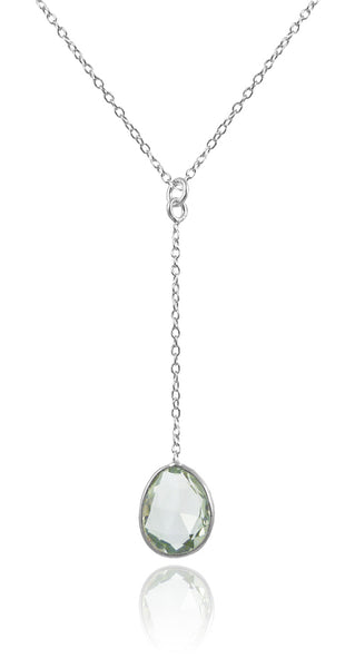 River Rock Y Necklace Green Amethyst