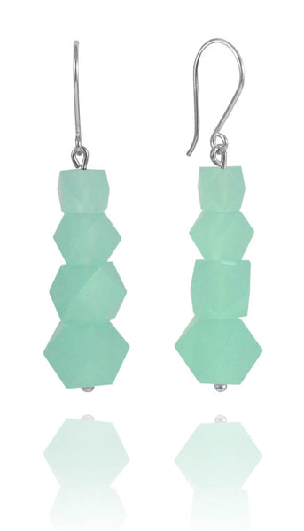 Four Stone Glacier Drop Earrings Aqua Chalcedony