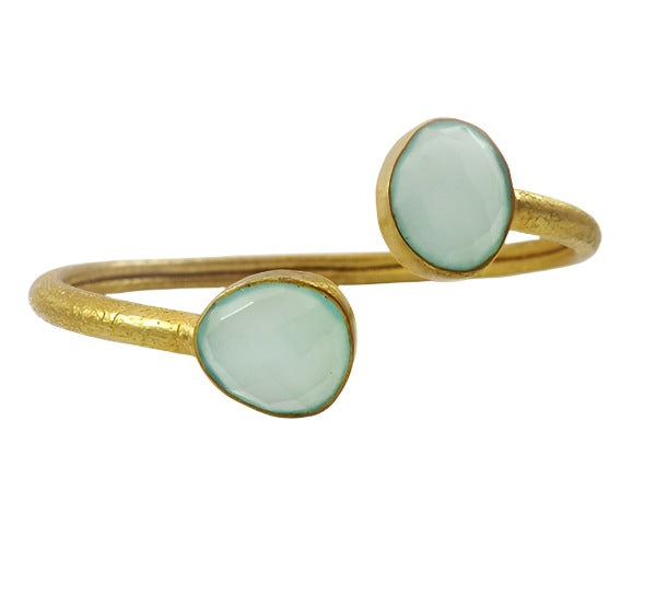 Two Stone River Rock Cuff Aqua Chalcedony