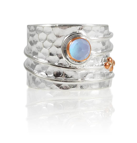 Olive Branch Ring Blue Chalcedony