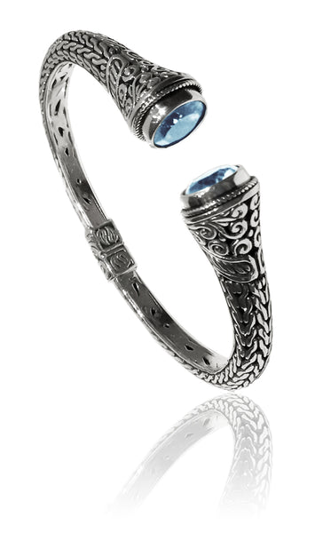 Celuk Open Cuff - Blue Topaz