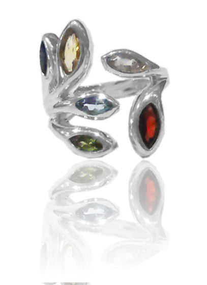 Multi Stone Leaf Ring