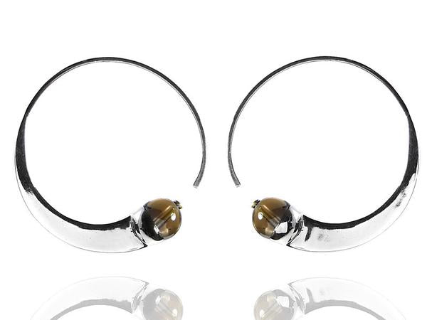 Swirly Earrings with Stone Smokey Quartz