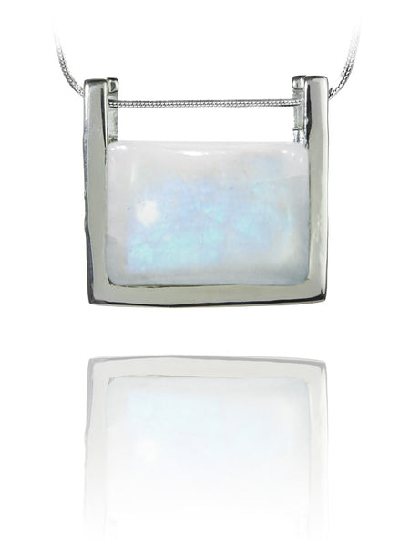 Rectangular Italian Stone Pendant White Moonstone