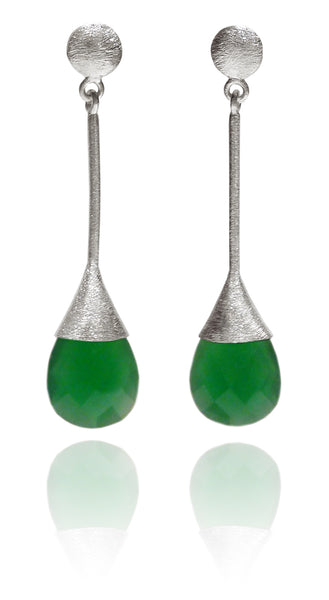 Indian Peacock Earrings Green Onyx