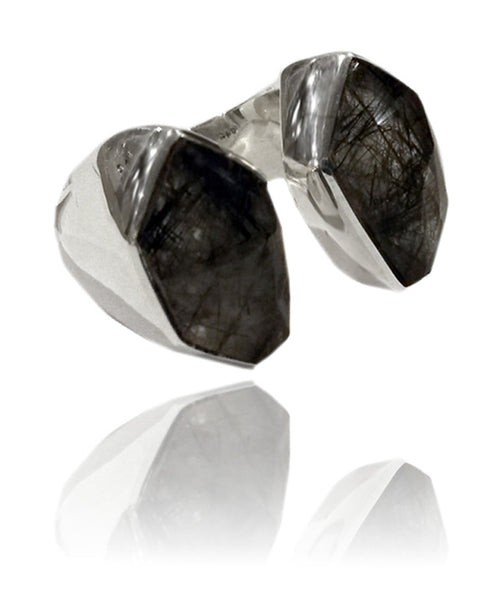Glacier Ring Black Rutile Quartz