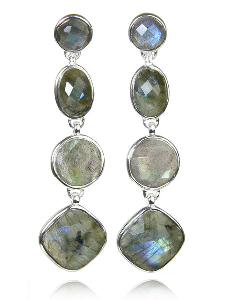 Four Geometric Drop Earrings Labradorite