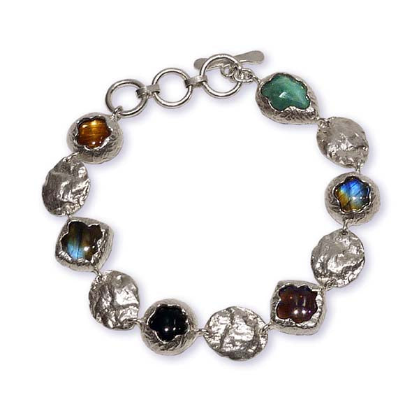 Golden Dome Bracelet Multi Stones