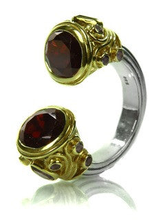 Large Serpentine Open Stone Ring Garnet 5