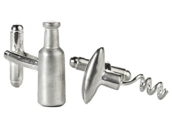 Wine Bottle & Cork Screw Cufflinks