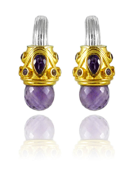 Serpentine Studs Amethyst
