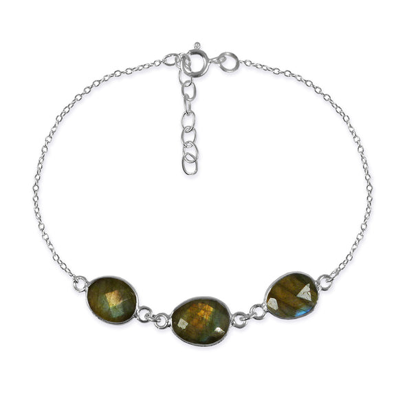Three Stone River Rock Bracelet Labradorite