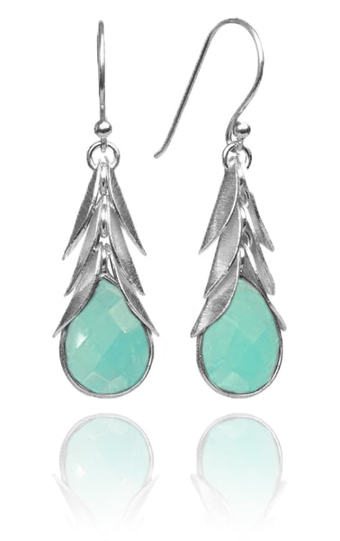 Brazilian Leaf Stone Drops Aqua Chalcedony