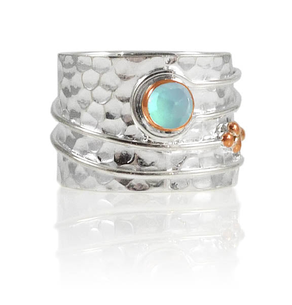 Olive Branch Ring Aqua Chalcedony