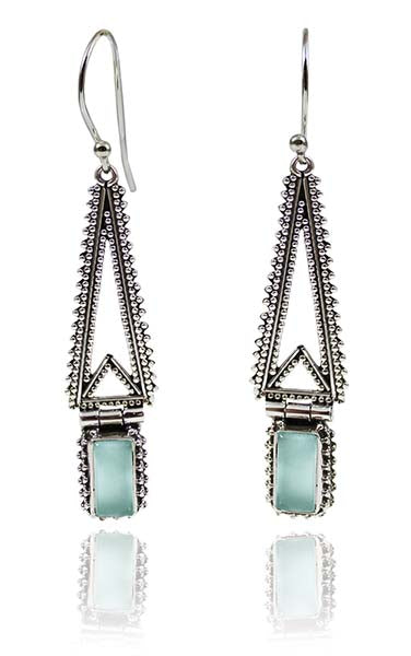 Hinged Temple Drops Aqua Chalcedony
