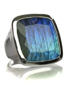 Large Capri Flat Square Cocktail Ring Labradorite