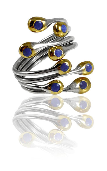 Peacock Feathers Ring Lapis Lazuli