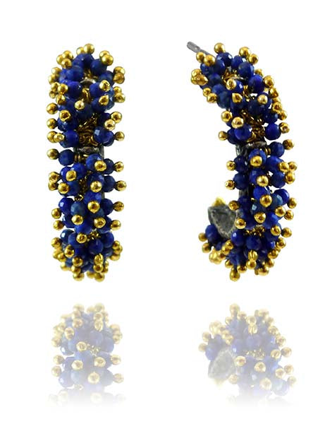 Coral Hoop Earrings Lapis Lazuli