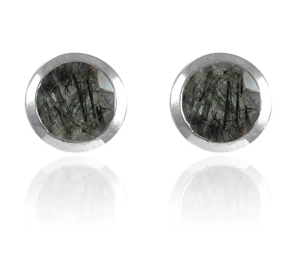Gaudi Gemstone Studs Black Rutile Quartz