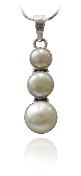 Triple Pearl Button Pendant